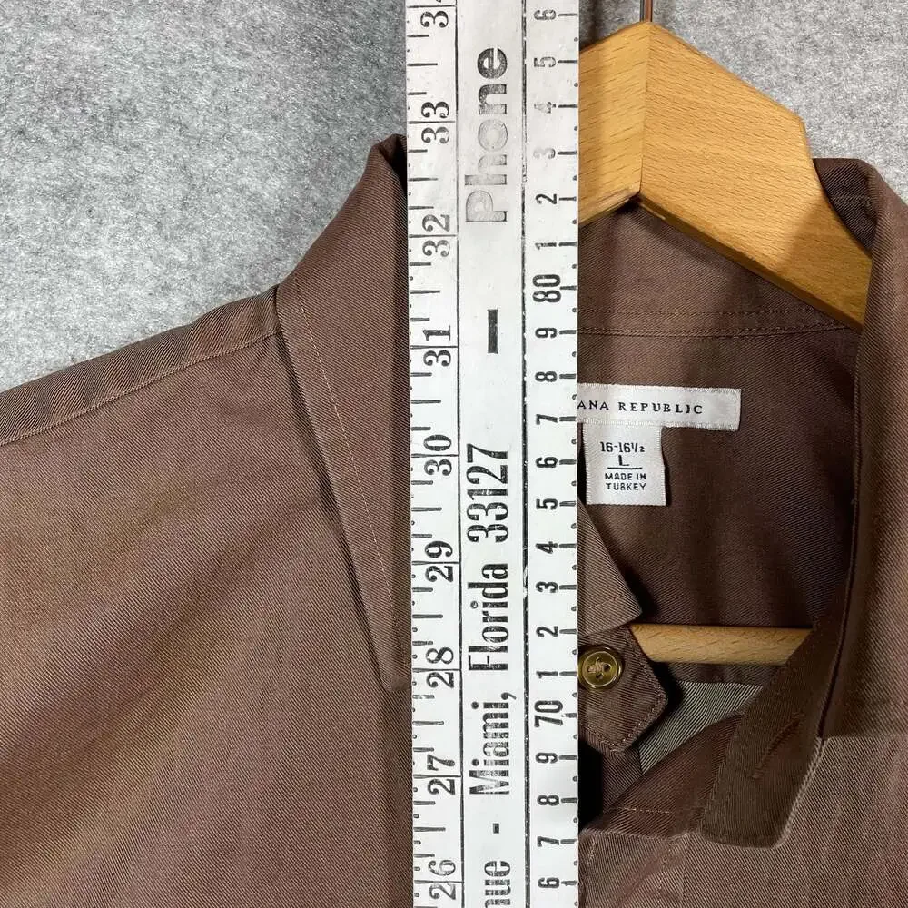 Banana Republic Men's L 16-16 1/2 Brown‎ 100% Cotton Long Sleeve Dress Shirt